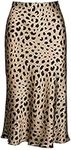 Women Leopard Print Skirt High Waist Hidden Elasticized Waistband Midi Skirts Leopard L