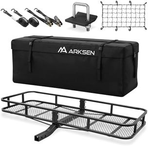 ARKSEN 60 x 24 x 6 Inch Angled Cargo Rack Carrier with Bag, Net, Stabilizer & Straps 500 Lbs Heavy Duty Capacity Tow Hitch, Luggage Storage Basket for Camping or Traveling, SUV, Pickup Truck or Car