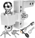 Tlvuvmo Adjustable Trailer Hitch - 6 Inch Drop Hitch (Fits 2-Inch Receiver), 12,500 LBS GTW Aluminum Tow Hitch, (2" & 2-5/16") Chrome Plated Steel Ball Mount & Anti-Theft Locking Hitch Pins