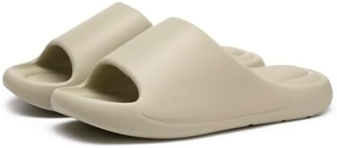 KLXXUJK Cloud Slippers for Women and Men, Thick Cushioned EVA House Slippers, Soft Pillow Slides with Anti-Slip Sole, Lightweight Waterproof Bathroom Sandals for Indoor Outdoor Home Use Khaki-XL (43-44)