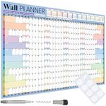 Academic Year Wall Planner Set 2024-2025 Large A1 (87 x 59cm) Laminated Mid Year Wall Calendar Runs Aug '24-Jul '25 Markers & Mounting Pads Included