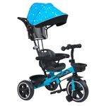 Luusa® Hyper PRO Canopy Plug N Play Tricycle/Baby Tricycle with Parental Control for Age Group 2+ Years Boys/Girls/Carrying Capacity Upto 30-KGS Proudly Made in India (Ice-Blue)