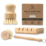 Zero Waste MVMT Dish Washing Bundle Kit | Eco-Friendly Dish Soap, Cedar Soap Tray, Wood Dish Brush, Bamboo Pot Brush | Organic, Vegan, Non-Toxic Dish Soap | 4pc. Set