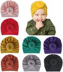 inSowni 8 Pack Solid Ball Donut Nursery Hospital Turban Hat Cap Beanie Bonnet for Baby Girls Toddlers Newborns Infants