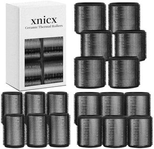 xnicx 18pcs Hair Roller Set Hair Curlers,Self-Grip Ceramic Ionic Thermal Hair Rollers,Velcro Rollers Curlers to Sleep In for Hair Blowout Look,Salon Quality Rollers for Long Short Hair Black