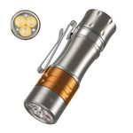 Wurkkos TS10 V2 Pocket EDC Flashlight Rechargeable - Small Powerful Flashlight High Lumen Titanium Alloy + Copper Material 3Pcs LEDs 1400L Bright and 3Pcs RGB Aux LEDs,Anduril 2.0 UI,IP68(6000K)