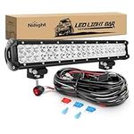 Nilight - ZH006 LED Light Bar 20 Inch 126W Spot Flood Combo Led Off Road Lights with 16AWG Wiring Harness Kit-2 Lead, 2 Years Warranty