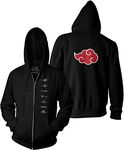 RIPPLEJUNCTION Ripple Junction Naruto: Shippuden Adult Unisex Anti Village Symbols Full Zip Fleece Hoodie Medium Black