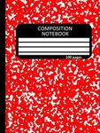 Red Composition Notebook Wide Ruled: Marble Red 100 Sheets Wide Ruled Lined Book For Writing, Drawing or Doodling Hardcover