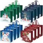 16PCS Extra Large Christmas Bags, Christmas Tote Bags with Handle Non-woven Xmas Fabric Bags for presents Holiday Party Supplies