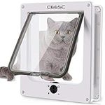 CEESC Extra Large Cat Flap (Outer Size 11.6" x 9.8"), Rotary 4 Way Locking Cat Flap Door for Interior Exterior Doors, Weatherproof Pet Door for Cat & Doggie with Circumference < 24.8",Upgraded Version