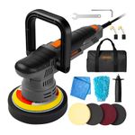 VonHaus Dual Action Car Polisher Kit, Random Orbit Polishing Machine, 650W Car Buffer, D, Side & Rubber Handles, 6 Variable Speeds 2800-6000RPM, with 4 Polisher Pads, Cloth and Storage Case