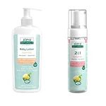 Aleva Naturals Sensitive Skin Baby Care Set for Babies with Dry Skin, 2 in 1 Hair & Body Wash, 200ml & Daily Soothing Moisturizer, 240ml, Clear