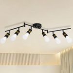 LTBLIGHT 6-Light Track Lighting Fixtures, Rotatable Ceiling Light Kit, Matte Black Modern Ceiling Spot Lights Fitting for Kitchen, Bedroom, Living Room, E26 Base, Bulbs Not Included