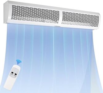 Air Curtain White 60 Inch 2 Speeds Remote Control Air Curtain Super Power,Door Blower to Keep Flies Out,Magnetic Door Switch Air Curtains for Doors Commercial,110V Unheated,Commercial Indoor Household