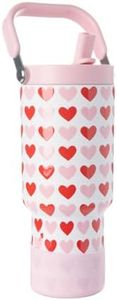 Simple Modern Valentine's Day Trek Pivot | 30oz Flip Straw Tumbler with Handle | Gifts for Her | Water Bottle & Boot | Interchangeable Straw & Chug Lids | Stainless Steel Jug | Hearts on White