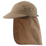 Decentron Mens Outdoor Sports Hat with Neck Flap Hiking Fishing Cap Visor Beach Sun Hat Baseball Cap Sun Shade Cap Dark Khaki