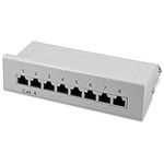 kwmobile Cat6 Patch Panel - Shielded Distributor Distribution Bay Field for Cat 6 Cable Network with Ground Wire in Grey - 8 Port, Wall Mount