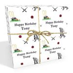 Cricket Fan Personalised Birthday Gift Wrap with 2 Tags - Recyclable