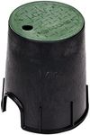 NDS 107BC 6 in. Valve Box and Cover, 9 in. Height, ICV Lettering, Black Box, Green Overlapping Cover, Black/Green