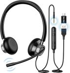 New bee USB Headset with Microphone, PC Headset for Laptop Business Headset with MIC USB/Type-C/3.5 mm for Computer Call Centre Office Conferencing Skype Chat Webinar Presentation