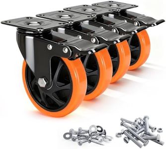 5" Caster Wheels，Heavy Duty Caster Wheels Set of 4, Dual Lock PU Casters, Industrial Swivel Casters for Workbench, Furniture & Tool Cart – Smooth, Silent & Durable
