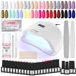 SPTHTHHPY 24 Gel Nail Kit with 120W Lamp - Nail Polish Remover, 20 Colors Gel Nail Polish, Glossy Matte Top, Base Coat - Salon Manicure Set for Beginner - Starter DIY at Home