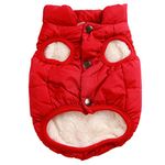 JoyDaog 2 Layers Fleece Lined Super Warm Dog Jacket for Winter Cold Weather,Extra Soft Puppy Vest Windproof Doggie Coat,Red M