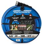 AG-LITE BSAL5825 5/8" x 25' Hot/Cold Water Rubber Garden Hose, 100% Rubber, Ultra-Light, Super Strong, 500 PSI, 50F to 190F Degrees, High Strength Polyester Braided