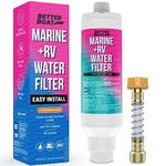 Marine Inline RV Water Filter for Hose Inline Water Filter for Garden Hose in Line RV Water Filter System Outside Camper Boat or Car Washing NSF Certified Chlorine Clear Filter Drinking or Wash Down