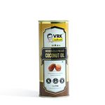 VRK naturals CONSCIOUSLY PURE Diet Coconut Oil Tin|Recommended By Dr.Vrk For Vrk Diet|Extracted From Whole Dried Coconut Copra|Wooden Cold Pressed|Helps In Weight Loss|Edible Coconut Oil(1 Litre)