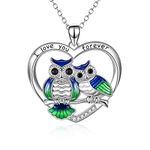 Sterling Silver Owl Necklace Mother Daughter Owl Lover Bird Pendant Necklace Mother's Day Gifts for Women Grandmother Daughter Mom, Sterling Silver, Cubic Zirconia