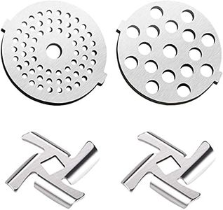 SHEAWA - Kit de recambio para picadora de carne eléctrica, 2 piezas de cuchilla de picadora de carne, 2 placas de molienda 5 # 7 #