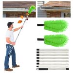 Longzhuo Gutter Cleaning Brush, Roofer Cleaner Tool with 8 Extendable Telescopic Rods,10.1 Feet/3.1m Gutter Cleaner Tool for Cleaning Leaves Debris Gutter Roof Tool (2 Soft Brushes, Green)