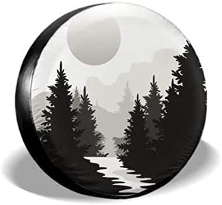 Abstract Moon Spare Tire Cover Mountain Tree Waterproof Dust-Proof Universal Spare Wheel Tire Covers 15 Inch Fit for RV Trailer Truck Jeep Rv SUV Truck Camper Travel Trailer Accessories