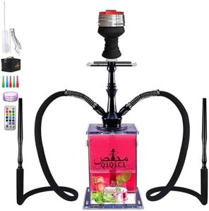 QiQiCi Hookah Set 2 Hose Hookahs Premium Pilot Hookah With Complete Hookah Accessories LED Light Travel Bag Hookah Tips Shisha Hooka