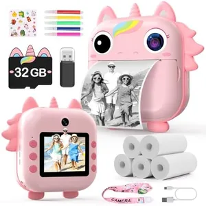 Instant Camera for Kids,Unicorns Kids Camera Instant Print Toys for Girls, Birthday Gift, Selfie Video Camera for Kids,48MP Digital Camera 32G TF Card&5 Roll Print Paper,Toddler Toys,Christmas