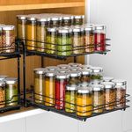 RCHYFEED Spice Rack Organizer for Cabinet, 2 Tier Pull Out Spice Racks for Inside Cabinets & Pantry, Height Adjustable Heavy Duty Vertical Spice Shelf for Seasoning Organizer(9.5" Wx10.5 Dx9.5 H)