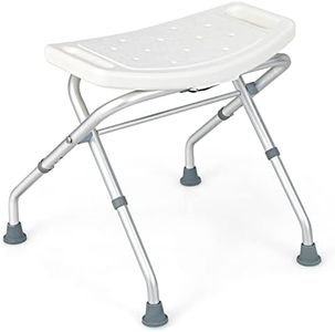 Costway Shower Stool, 3-Level Height Adjustable Shower Seat w/Handles & 150 KG Weight Capacity for Elderly, Handicap & Disabled, Tool-Free Assembly & Lightweight, Foldable Bathtub Bench