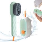 2 in 1 Multifunction Cleaning Brush, 2024 Upgrade Multifunctional Liquid Shoe Brush Soft Fur Cleaning Brush, Premium Laundry Brush Liquid Brush with Liquid Box for Washing Clothes Shoes (Green)