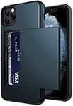 Vultic Wallet Armor Case for iPhone 11 Pro Max, Shockproof Impact Resistant [Credit Card Holder] Protective Heavy Duty Hybrid Bumper Cover (Navy Blue)