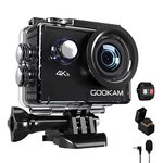 GOOKAM 4K 20MP Sport Action Camera WiFi Underwater 40M Waterproof Camera 170° Wide Angle 2'' LCD Screen with External Microphone Remote Control 2x1050mAh Rechargeable Batteries and Accessories Kit