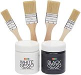 Bright Creations White and Black Gesso for Acrylic Painting with 4 Paint Brushes - 2 Pack of Black and White Gesso for Acrylic Painting (250ml Per Bottle, 3 x 4 Inch)