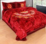 Petals Dreams Korean Wedding Bedding Set | 4 Piece Mink Blanket Set, 650 GSM (Maroon)