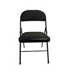 Meta Steel Frame with Fabric Seat Padded Office Work Study Party Dining Folding Chair (1, Plain Black)