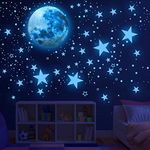 Glow in The Dark Stars for Ceiling,Glow in The Dark Stars and Moon Wall Decals, Ceiling Stars Glow in The Dark Kids Wall Decors, Perfect for Kids Nursery Bedroom Living Room