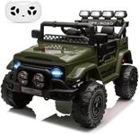 GarveeLife Children Ride on Toy with Parental Remote Control,12V Electric Car for Kids Ride on Car with LED Lights,Bluetooth,Music,3 Speeds,Spring Suspension,Green