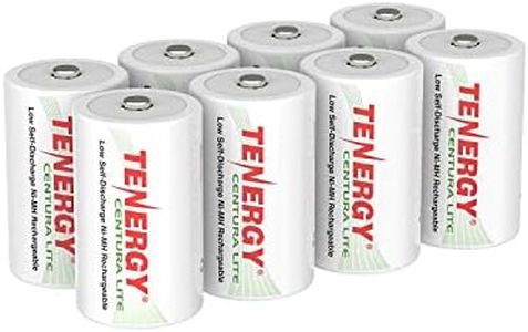 Tenergy Centura Lite 1.2V NiMH Rechargeable D Battery, 3000mAh Low Self Discharge D Cell Batteries, Pre-Charged D Size Battery, UL Certified, 8 Pack
