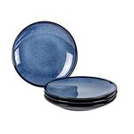 UNICASA Porcelain Dessert Plates for 4 People, Salad Plates Set - Vintage Blue - 20 cm, Set of 4 Crockery Table Service, Dishwasher-Safe Ceramic Plates