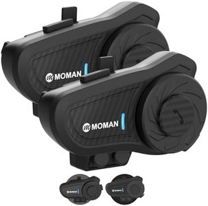 Moman Motorcycle Intercom, H2 Pro【2 Pack Carbon】 Helmet Headset Wireless Communication System to 1000M with DSP&CVC Noise Cancellation IP65 Waterproof FM, Motorcycle-Intercom-Headset-Helmet-Motobike